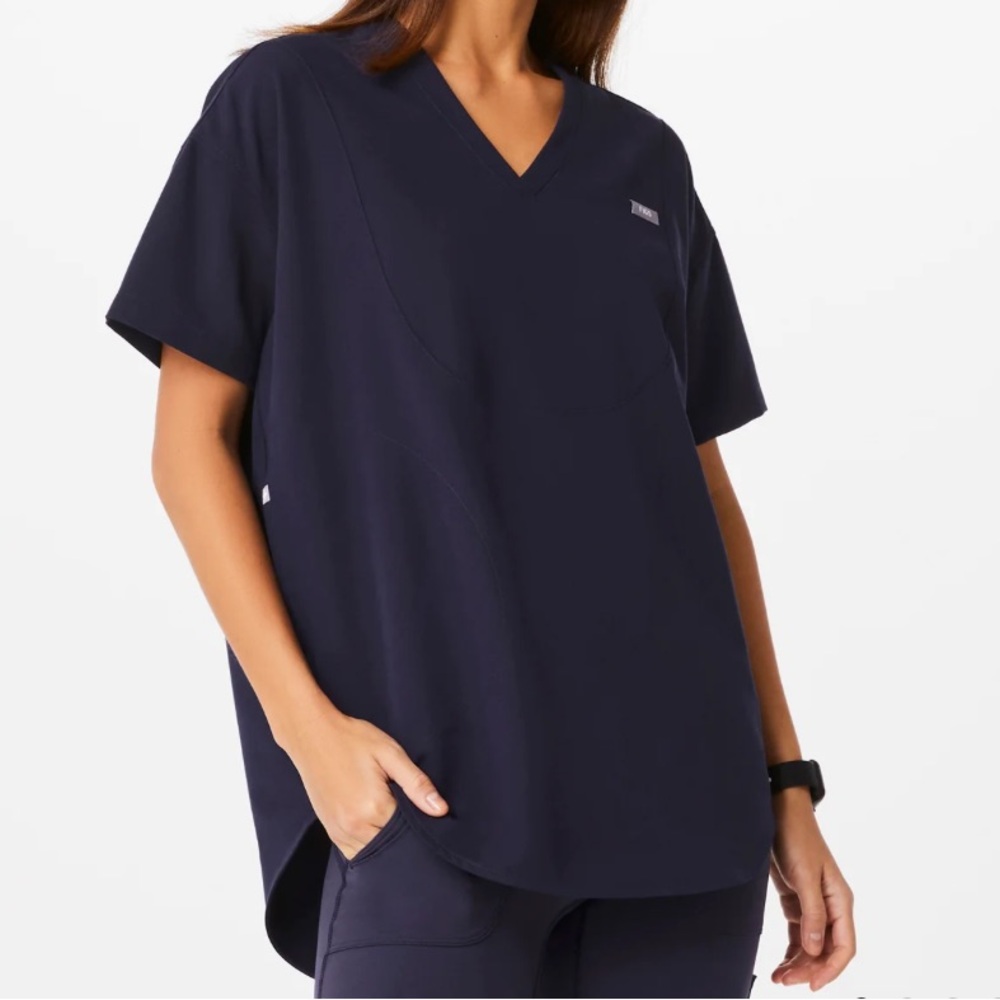 Figs Halle V Neck Tunic Scrub Top Navy XL